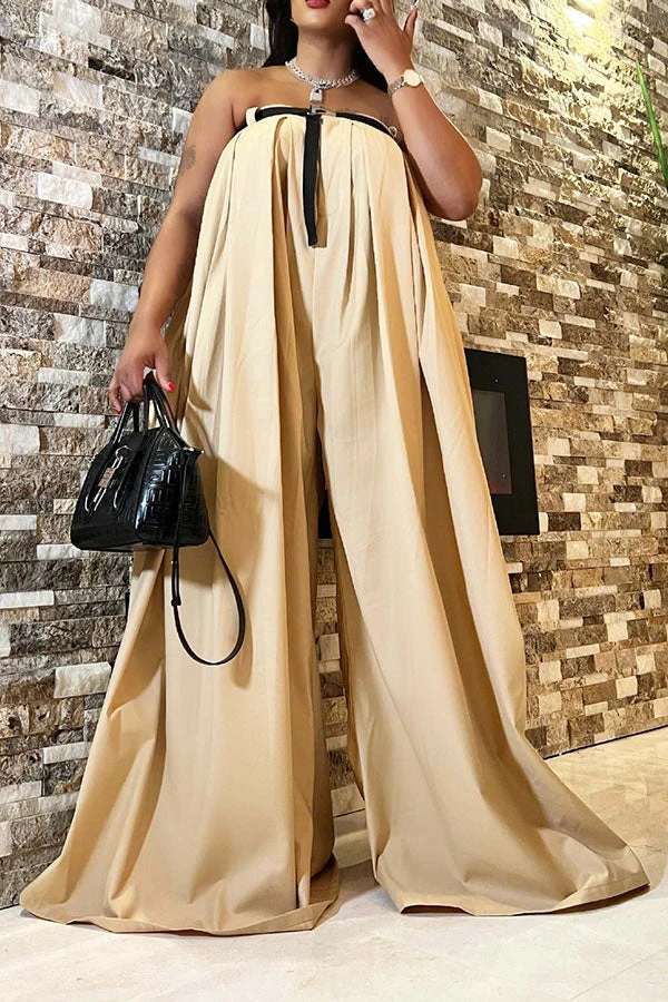 Solid Color Whimsical Wide Leg Jumpsuit With Belt 11 Solid Color Whimsical Wide Leg Jumpsuit With Belt - Image 11