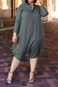 Solid Color Relaxed Button Thru Harem Jumpsuit -Clothing Outlet Store HP2304125 AG 4 6997a8ac ae65 432d ad0d 61cbc14dc3f0