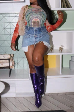 Solid Color Chic Irregular Denim Skirt