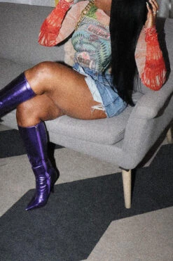 Solid Color Chic Irregular Denim Skirt -Clothing Outlet Store HP2304262 BL 3