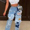 Patchwork Stylish Ripped Burrs Jeans