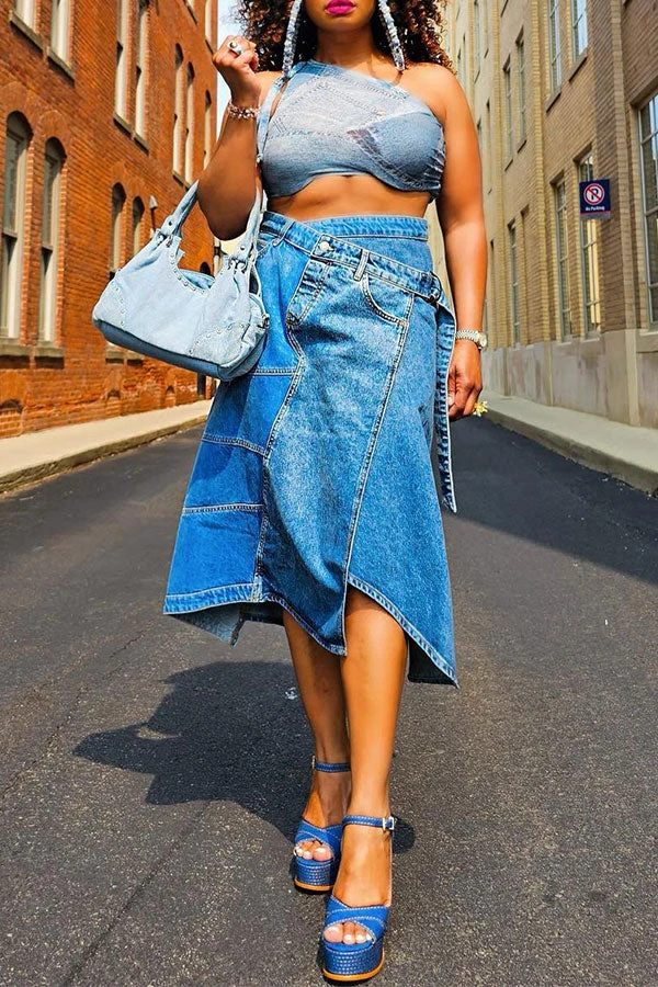 Denim On-trend Asymmetric Skirt 1 Denim On-trend Asymmetric Skirt