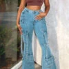 Solid Color Classic Multi Pocket Bell Bottoms Jeans