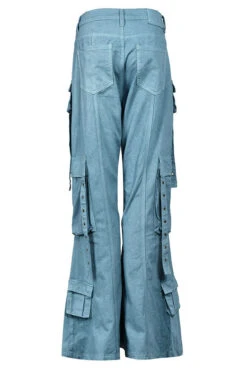Solid Color Classic Multi Pocket Bell Bottoms Jeans -Clothing Outlet Store HP2308233 LB 3