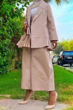 Solid Color Shawl Collar Feminine Wide Leg Pant Suit -Clothing Outlet Store HP2308238 KH 3